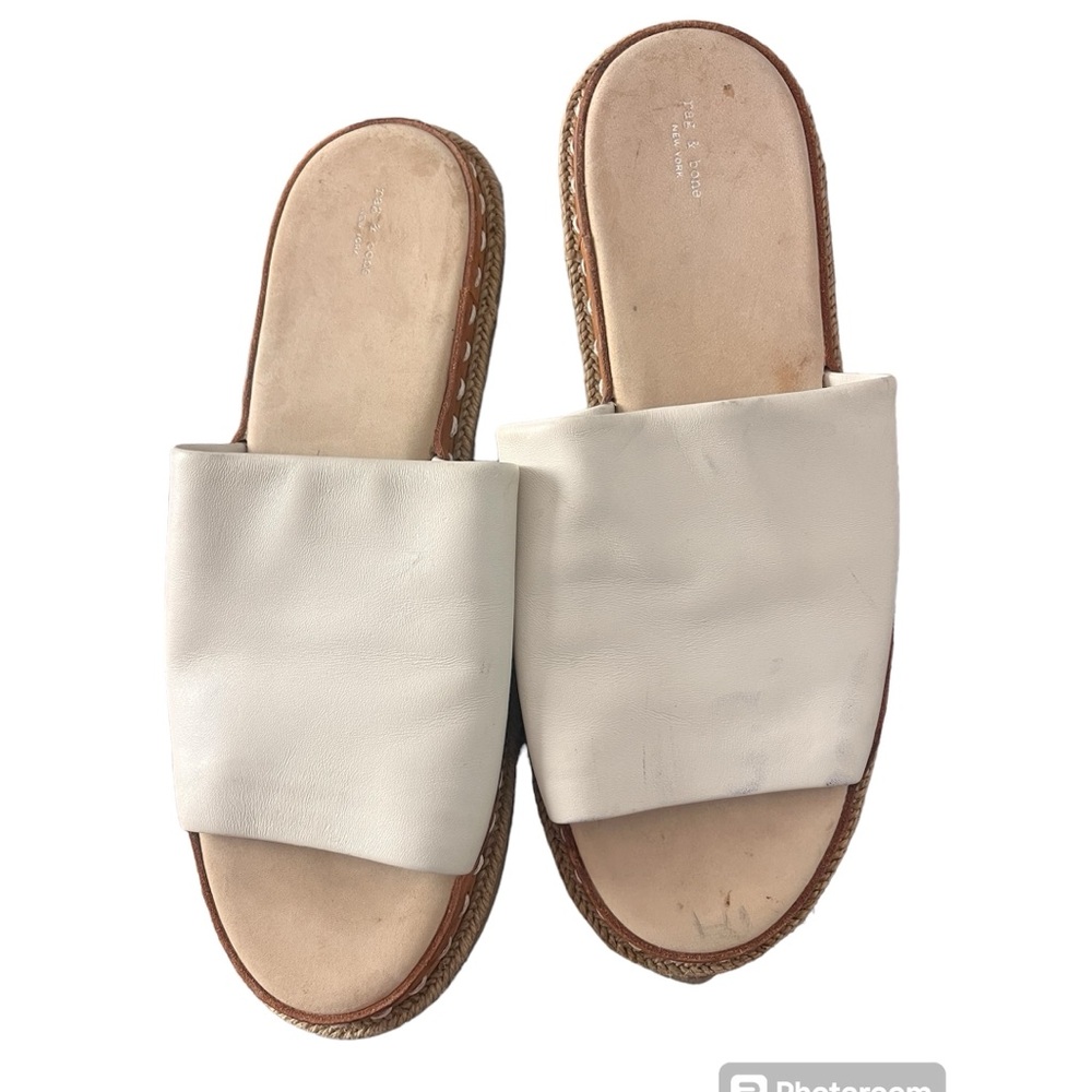 Rag and Bone white leather slides size 39.5 or US 9